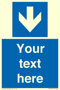 Custom Mandatory directional sign, blue arrow down